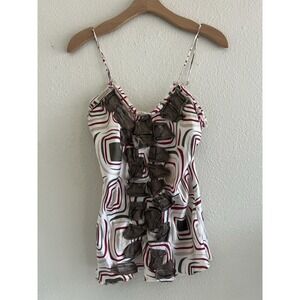 Poleci Y2K Silk Multicolor Abstract Top Size 2 Boho Coquette Festival